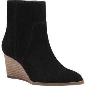 Lucky Brand Leather Wedge Bootie Boot Black